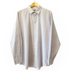 ☆ Mens Kenneth Cole Reaction Long Sleeve Button Up Dress Shirt Size 17.5 Blk/Wht